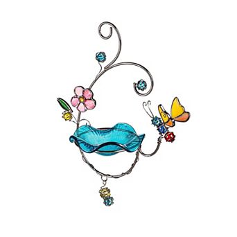 Evergreen Enterprises Stained Glass and Metal Hanging Butterfly Bird Feeder