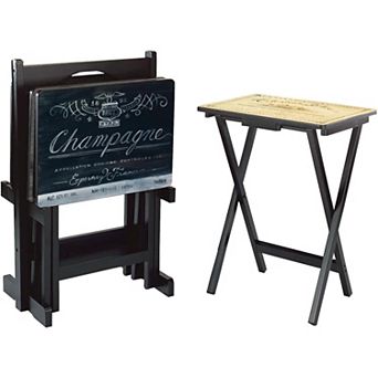 Evergreen Enterprises 4 pk Wine Label TV Tray Set with Stand