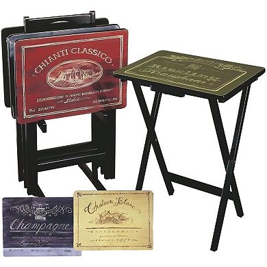 Evergreen Enterprises 4-Pk. Wine Label TV Tray Set with Stand