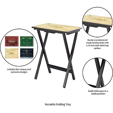 Evergreen Enterprises 4-Pk. Wine Label TV Tray Set with Stand