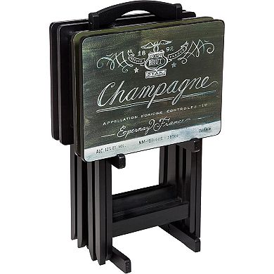 Evergreen Enterprises 4-Pk. Wine Label TV Tray Set with Stand