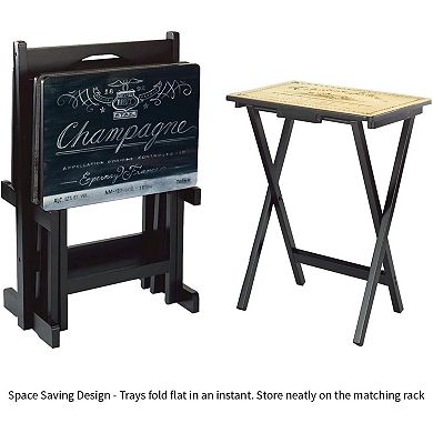 Evergreen Enterprises 4-Pk. Wine Label TV Tray Set with Stand