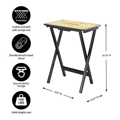 Evergreen Enterprises 4-Pk. Wine Label TV Tray Set with Stand