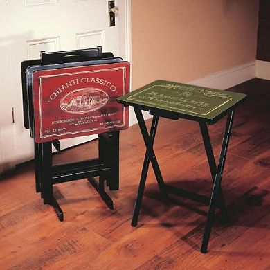 Evergreen Enterprises 4-Pk. Wine Label TV Tray Set with Stand
