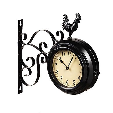 Evergreen Enterprises Petal & Plow Metal Rooster Outdoor Wall Clock