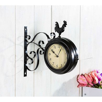 Evergreen Enterprises Petal & Plow Metal Rooster Outdoor Wall Clock