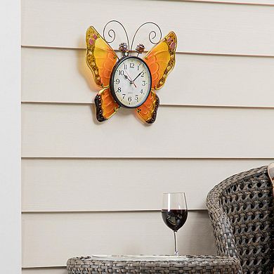 Evergreen Enterprises Metal & Glass Butterfly Wall Clock