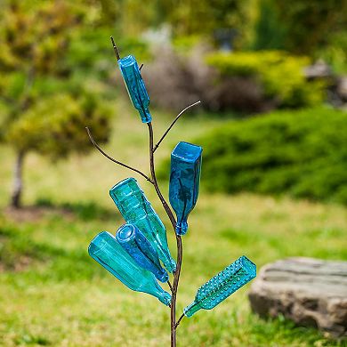 Evergreen Enterprises 6-Piece Blue Glass Outdoor Bottle Tree Set