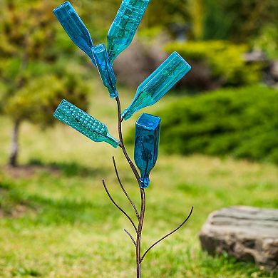 Evergreen Enterprises 6-Piece Blue Glass Outdoor Bottle Tree Set