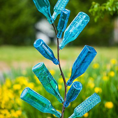 Evergreen Enterprises 6-Piece Blue Glass Outdoor Bottle Tree Set