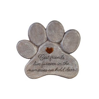 Evergreen Enterprises Best Friends Live Forever Paw Shaped Pet Memorial Garden Stone
