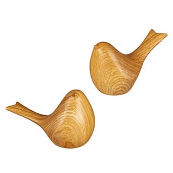 Evergreen Enterprises 2 pk Wood Look Ceramic Bird Statue Table Decor