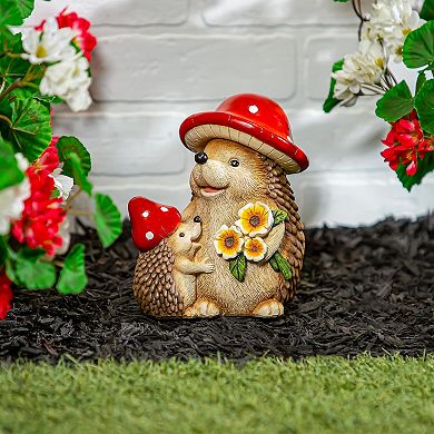 Evergreen Enterprises Resin Mushroom Hedgehog Family Garden Statue