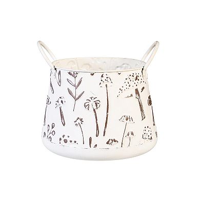 Evergreen Enterprises Set of 2 Embossed Mushrooms Planters with Handles