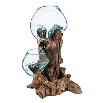 Evergreen Enterprises Double Glass Planter on Driftwood