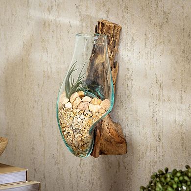 Evergreen Enterprises Wall Mounted Glass Planter on Driftwood