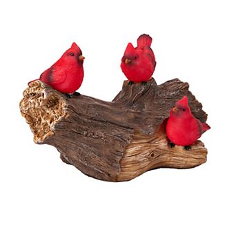Evergreen Enterprises Solar Cardinal Family On Wooden Log