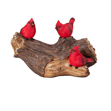 Evergreen Enterprises Solar Cardinal Family On Wooden Log