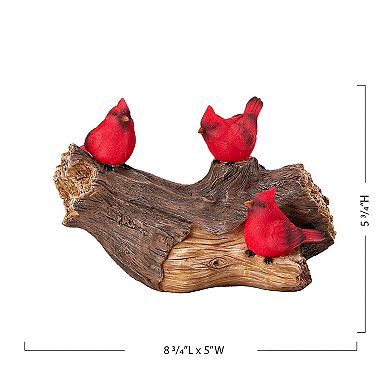 Evergreen Enterprises Solar Cardinal Family On Wooden Log