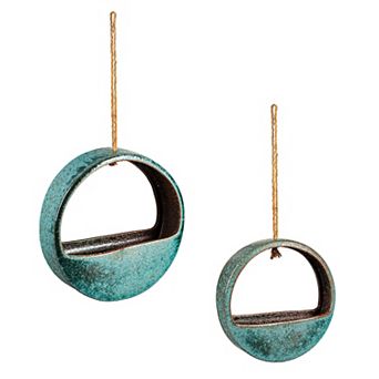 Evergreen Enterprises 2 pk Ceramic Flower Pendant Planter Set