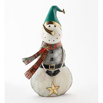 Evergreen Enterprises Indoor/Outdoor Vintage Holiday Snowman Metal Christmas Statue