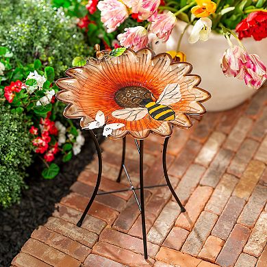 Evergreen Enterprises 16.5"D Metal Bird Bath with Stand