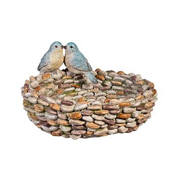 Evergreen Enterprises Resin Pebble Bird Bath With Birds