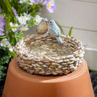Evergreen Enterprises Resin Pebble Bird Bath With Birds