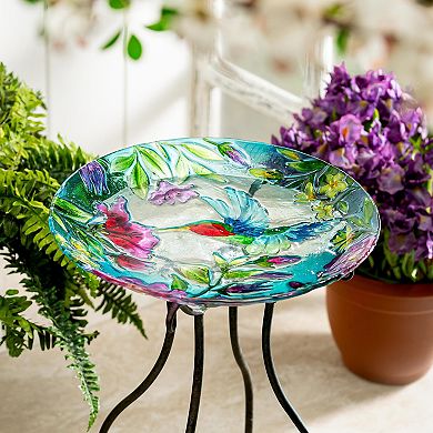 Evergreen Enterprises 18 in. Hummingbird Glass Bird Bath