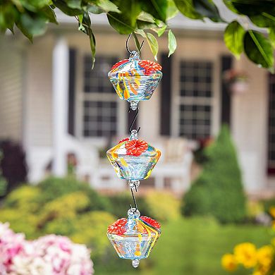 Evergreen Enterprises Art Glass Hanging Chained Hummingbird Feeder
