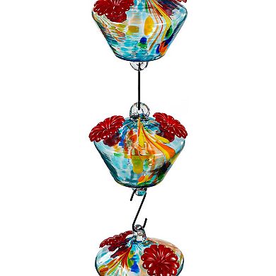 Evergreen Enterprises Art Glass Hanging Chained Hummingbird Feeder