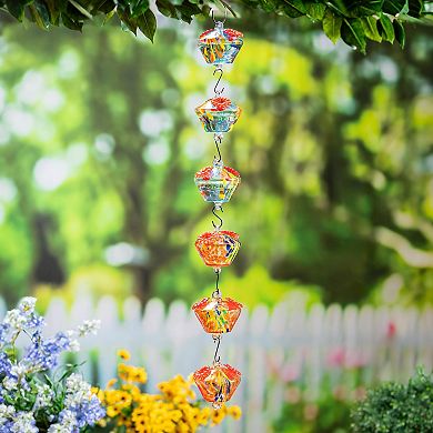 Evergreen Enterprises Art Glass Hanging Chained Hummingbird Feeder