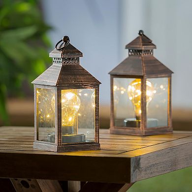 Evergreen Enterprises 8.5"H Battery Operated Twinkling Light Bulb Lantern Set of 2