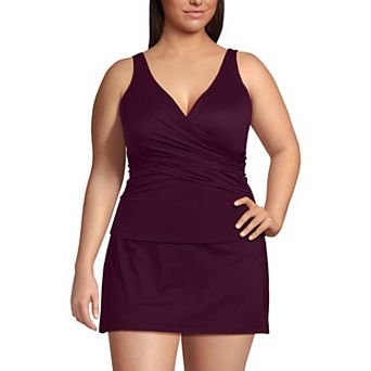 Plus Size Lands' End Slender Suit Wrap Tankini Swim Top