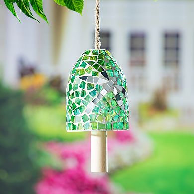 Evergreen Enterprises Green with Dragonfly Mosaic Bell Chime
