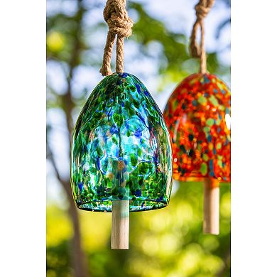Evergreen Enterprises Art Glass Speckle Turquoise Bell Chime