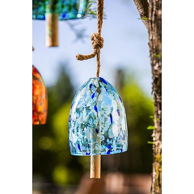 Evergreen Enterprises Art Glass Speckle Light Blue Bell Chime