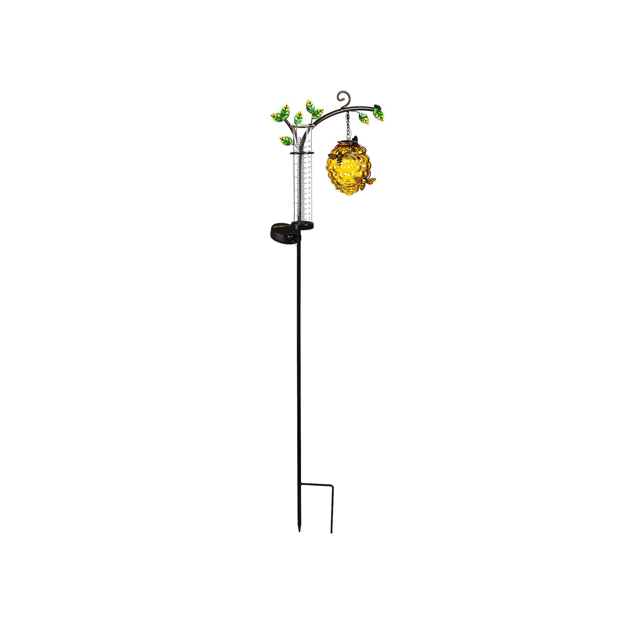 Evergreen Enterprises Beehive Solar Garden Stake with Rain Gauge, Multi