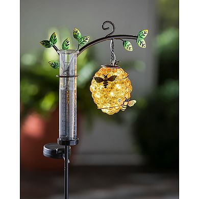 Evergreen Enterprises Beehive Solar Garden Stake with Rain Gauge