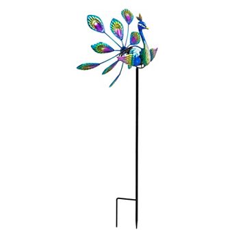 Evergreen Enterprises Solar Peacock Staked Wind Spinner