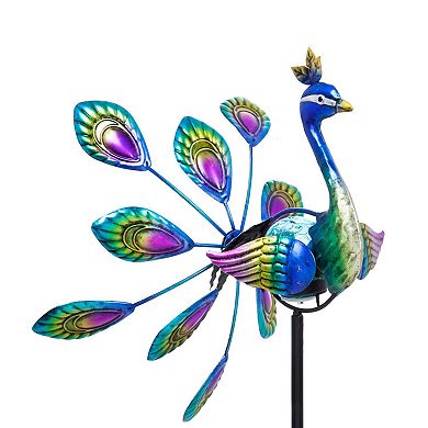 Evergreen Enterprises Solar Peacock Staked Wind Spinner