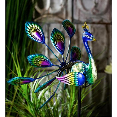 Evergreen Enterprises Solar Peacock Staked Wind Spinner