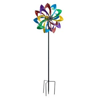Evergreen Enterprises 75" LED Solar Flower Wind Spinner