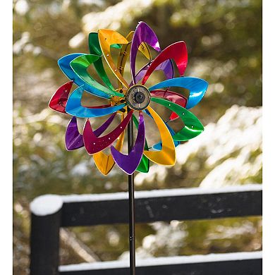 Evergreen Enterprises 75" LED Solar Flower Wind Spinner