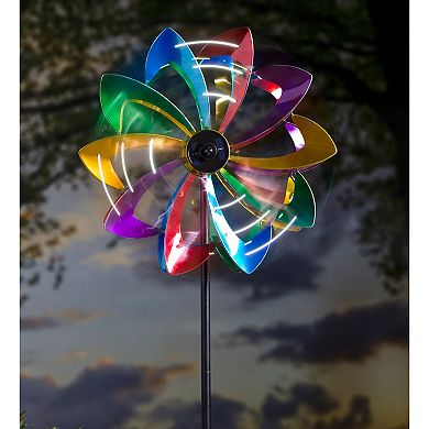 Evergreen Enterprises 75" LED Solar Flower Wind Spinner