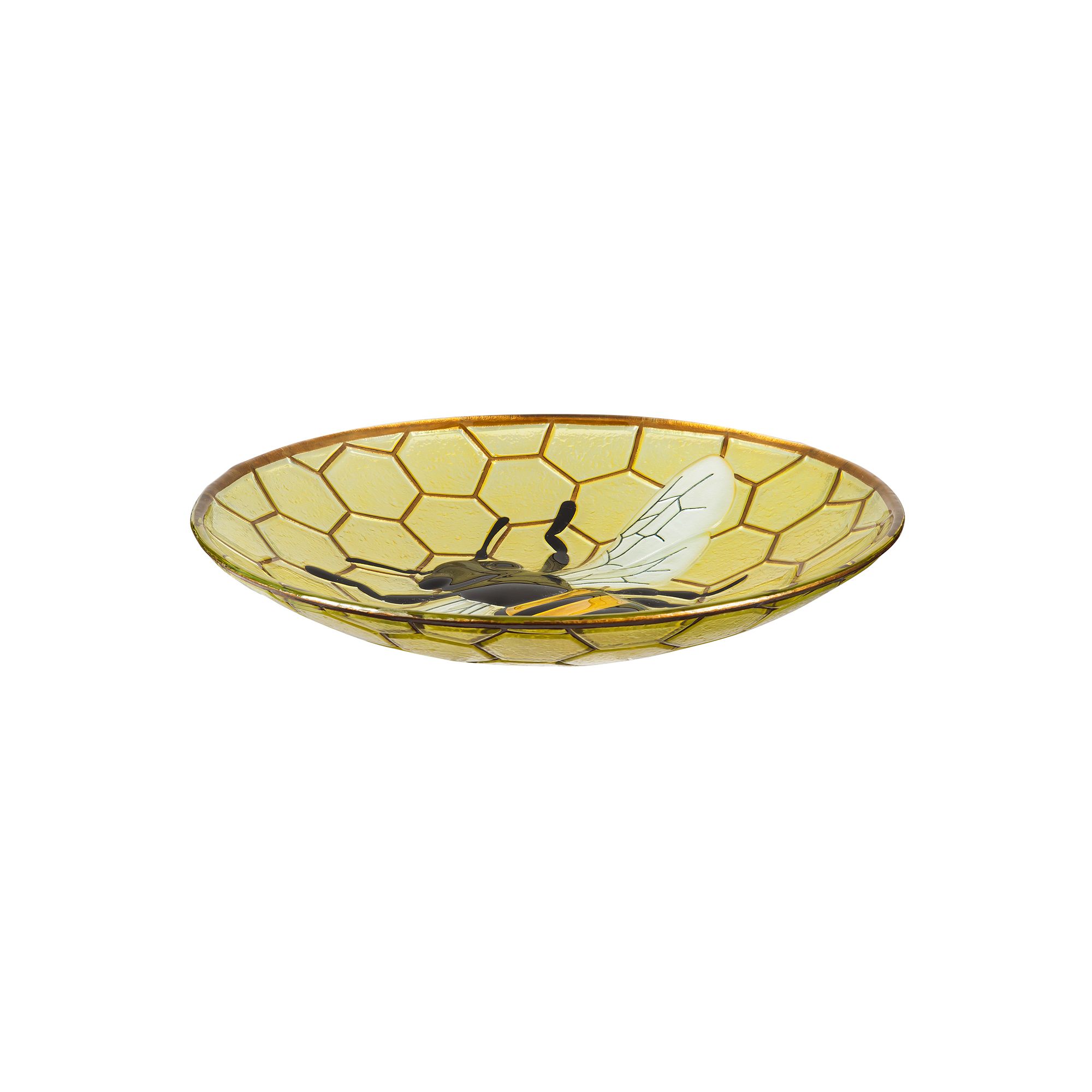 Evergreen Enterprises Bee Glass Bird Bath, Multi
