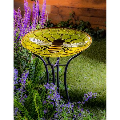 Evergreen Enterprises Bee Glass Bird Bath