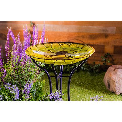 Evergreen Enterprises Bee Glass Bird Bath