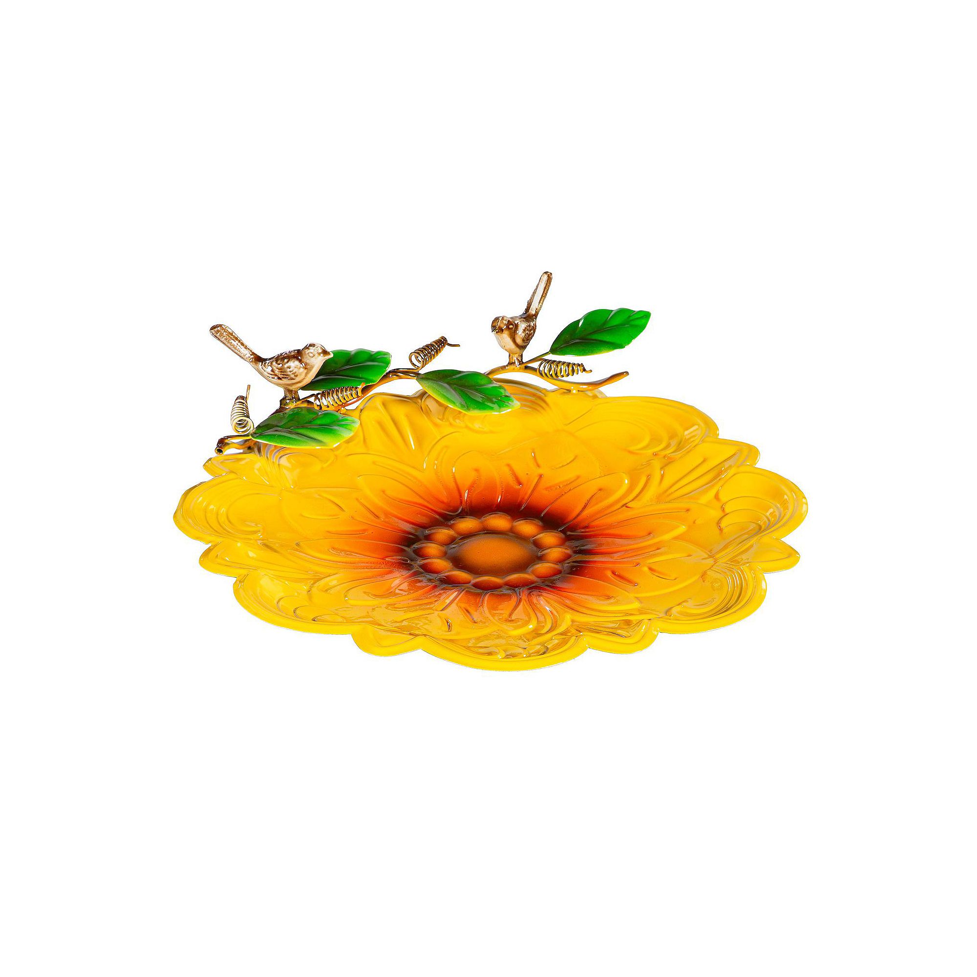 Evergreen Enterprises Sunflower Metal Sculpted Edge Bird Bath, Multi