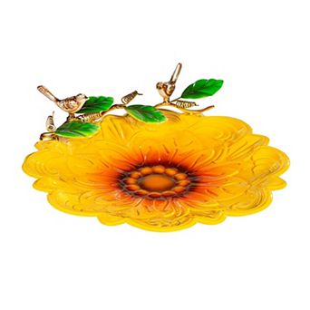 Evergreen Enterprises Sunflower Metal Sculpted Edge Bird Bath